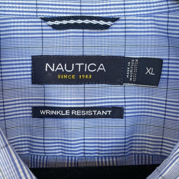 Nautica Blue Long Sleeve Button Down Shirt - Picture 2 of 5